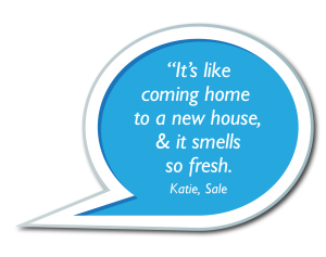 Speech Bubbles - It’s like coming home to a new house, & it smells so fresh